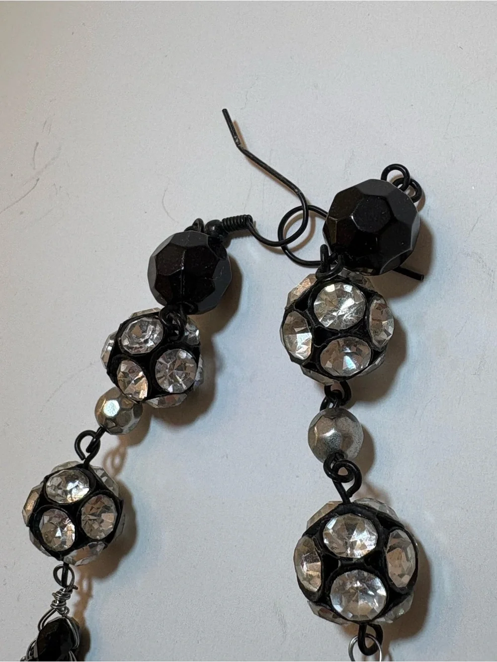 Crystal and Black Tassel Drop Earrings - Elegant Women’s Jewelry